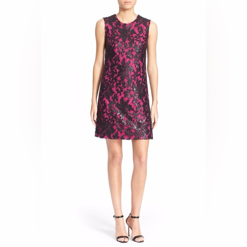 Diane Von Furstenberg Black and Pink Mini Dress